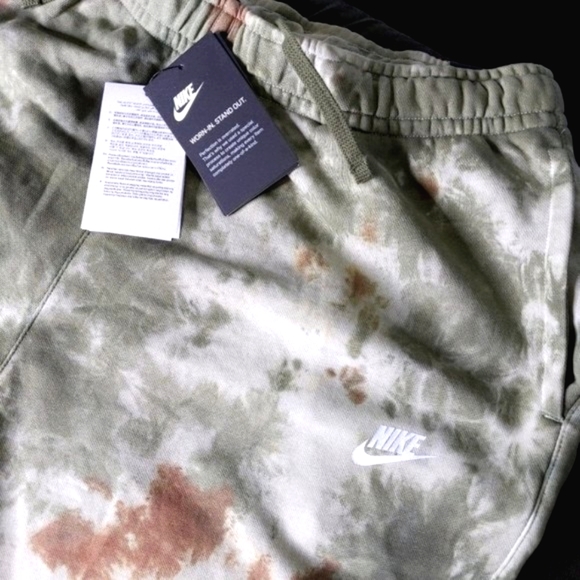 Nike Pants XL XXL Terry Knit Cotton Natural  Tye Dye Lightweight Olive Neutral - Picture 3 of 6